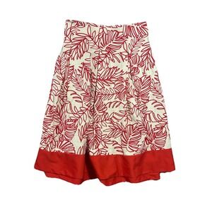 Lane Bryant Plus Sz 28 Linen Leaf Print Pleated Skirt Pockets Swing NWT